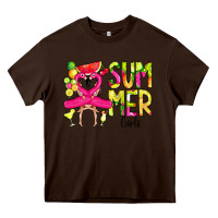 Chocolate Brown Summer Girls Flamingo Heavy Core Tee - CowCowDesign