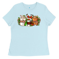 Baby Blue Christmas coffee cups Ladies Tee - FaDigitalArtStudio