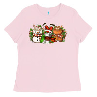 Bubblegum Pink Christmas coffee cups Ladies Tee - FaDigitalArtStudio
