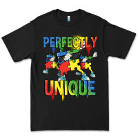 Black Perfectly unique Autism Awareness Day Premium Tee - FaDigitalArtStudio