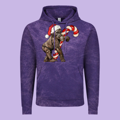 Christmas Candy Cane Baby Gorilla Vintage Hoodie Designed By Lillyallendesigns