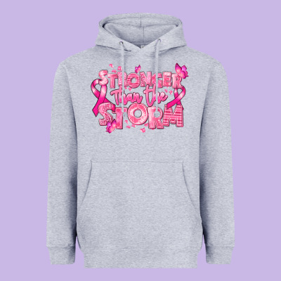 Stronger Than The Storm Breast Cancer Heavyweight Hoodie Designed By Ranaportraitstore