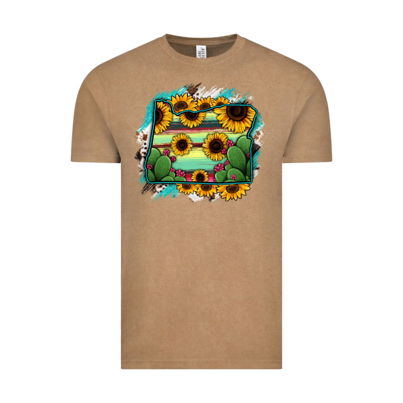 Oregon Map Sunflower Cactus Serape Vintage Tee by RanaPortraitStore | Teevron