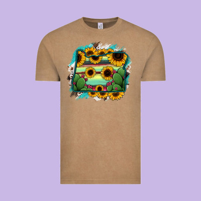 Oregon Map Sunflower Cactus Serape Vintage Tee Designed By Ranaportraitstore