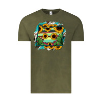 Vintage Olive Oregon Map Sunflower Cactus Serape Vintage Tee - RanaPortraitStore