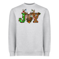 Heather Grey Christmas Joy Reindeer Heavyweight Sweatshirt - RanaPortraitStore