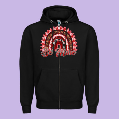 Be Mine Valentines Day Rainbow Zipper Hoodie Designed By Ranaportraitstore