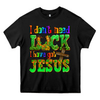 Black St. Patrick's I dont need luck i have got Jesus Heavy Core Tee - OliviaCreatesArt