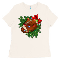 Bone american football christmas with lights and ribbon Ladies Tee - FaDigitalArtStudio