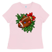Bubblegum Pink american football christmas with lights and ribbon Ladies Tee - FaDigitalArtStudio