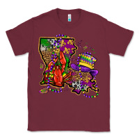 Burgundy mardi gras louisiana map Classic Tee - OliviaCreatesArt