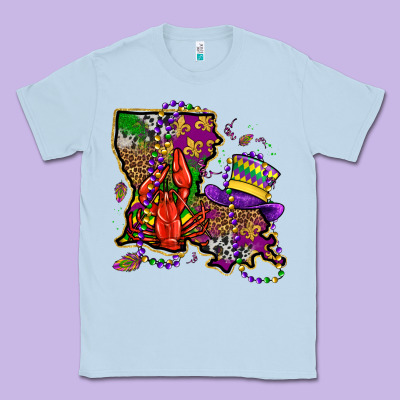 Mardi Gras Louisiana Map Classic Tee Designed By Oliviacreatesart
