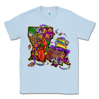Dusty Blue mardi gras louisiana map Classic Tee - OliviaCreatesArt