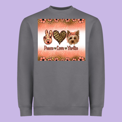 Peace Love Yorkie Heavyweight Sweatshirt Designed By Jasminsmagicworld