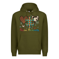 Army Green autism awareness leopard cowhide herts puzzle Premium Hoodie - Artiststas