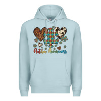 Blue Mist autism awareness leopard cowhide herts puzzle Premium Hoodie - Artiststas