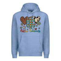 Colony Blue autism awareness leopard cowhide herts puzzle Premium Hoodie - Artiststas