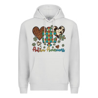 Dove Grey autism awareness leopard cowhide herts puzzle Premium Hoodie - Artiststas