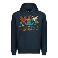Navy autism awareness leopard cowhide herts puzzle Premium Hoodie - Artiststas