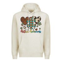 Oatmeal Heather autism awareness leopard cowhide herts puzzle Premium Hoodie - Artiststas