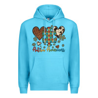 Ocean Blue autism awareness leopard cowhide herts puzzle Premium Hoodie - Artiststas