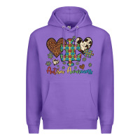 Purple autism awareness leopard cowhide herts puzzle Premium Hoodie - Artiststas