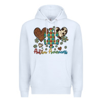 White autism awareness leopard cowhide herts puzzle Premium Hoodie - Artiststas