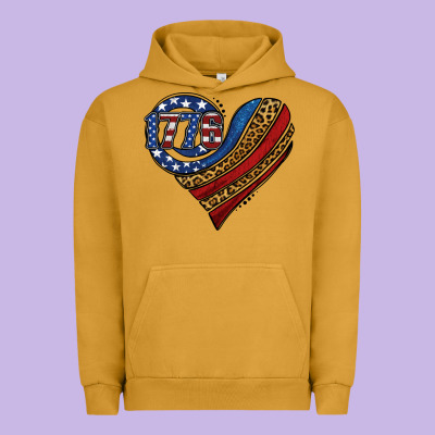American Western Leopard Flag Heart Urban Hoodie Designed By Jasminsmagicworld