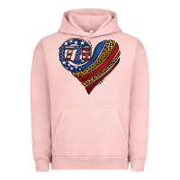 Pigment Salmon american western leopard flag heart Urban Hoodie - Jasminsmagicworld