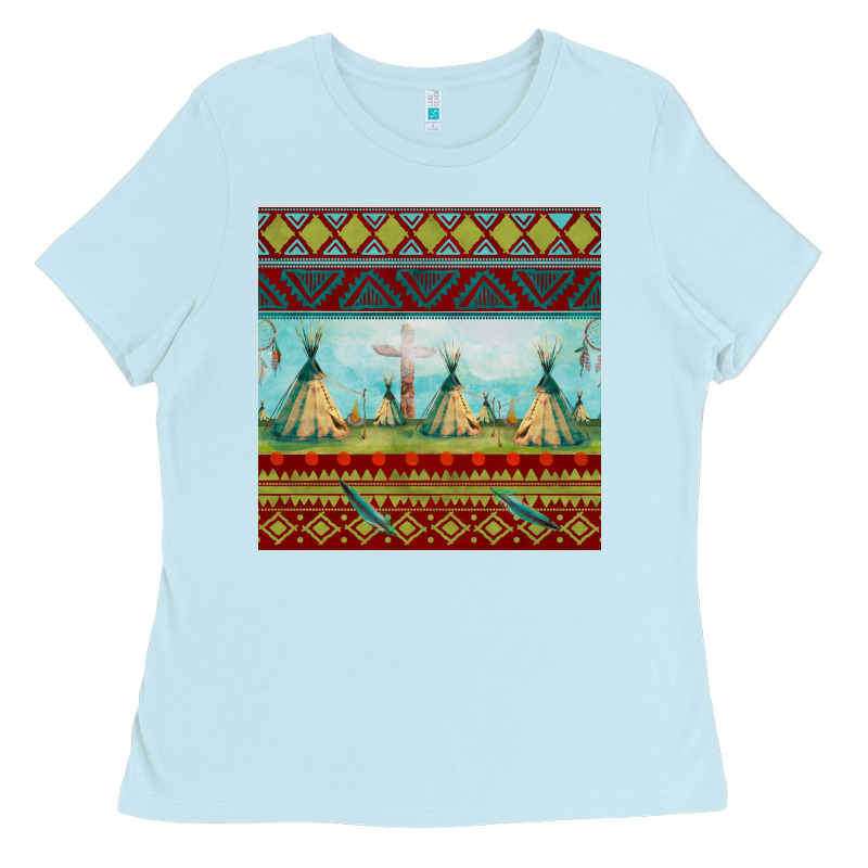 Teepe Tent Dreamcatcher Totem Pole Seamless Patter Ladies Tee by FaDigitalArtStudio | Teevron