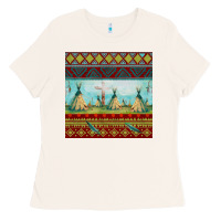 Bone teepe tent dreamcatcher totem pole seamless patter Ladies Tee - FaDigitalArtStudio