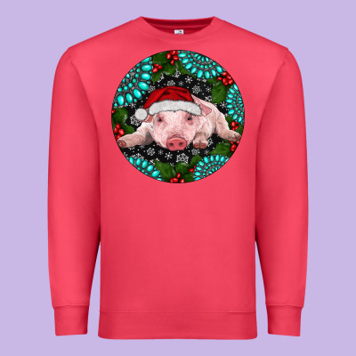 Baby Pig Christmas Premium Sweatshirt Designed By Ranaportraitstore