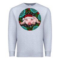 Heather Grey Baby Pig Christmas Premium Sweatshirt - RanaPortraitStore