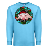 Ocean Blue Baby Pig Christmas Premium Sweatshirt - RanaPortraitStore