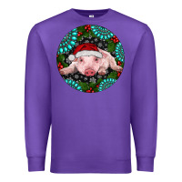 Purple Baby Pig Christmas Premium Sweatshirt - RanaPortraitStore