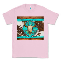 Bubblegum Pink bull skull and turquoise cowhide tumbler Classic Tee - Artiststas