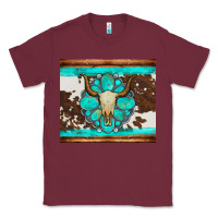 Burgundy bull skull and turquoise cowhide tumbler Classic Tee - Artiststas
