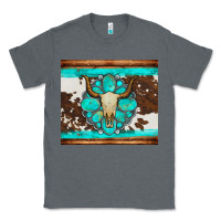 Charcoal Heather bull skull and turquoise cowhide tumbler Classic Tee - Artiststas