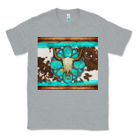 Heather Grey bull skull and turquoise cowhide tumbler Classic Tee - Artiststas