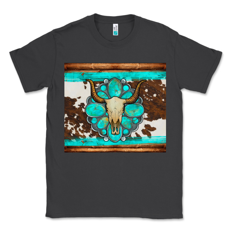 Bull Skull And Turquoise Cowhide Tumbler Classic Tee by Artiststas | Teevron
