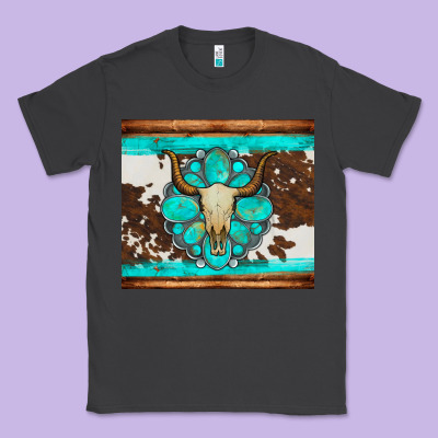 Bull Skull And Turquoise Cowhide Tumbler Classic Tee Designed By Artiststas