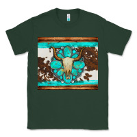 Sports Green bull skull and turquoise cowhide tumbler Classic Tee - Artiststas