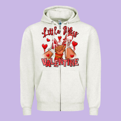 Little Miss Valentine Afro Kid Sneakers Zipper Hoodie Designed By Ranaportraitstore