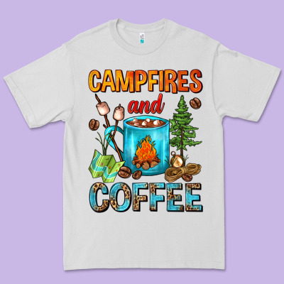 Campfires And Coffee Camping Coffee Premium Tee Designed By Fadigitalartstudio