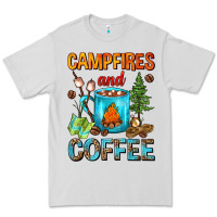 Dove Grey Campfires And Coffee Camping Coffee Premium Tee - FaDigitalArtStudio