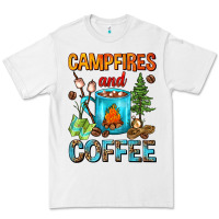 White Campfires And Coffee Camping Coffee Premium Tee - FaDigitalArtStudio