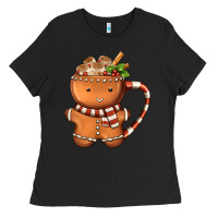 Gingerbread Cookie Man Hot Cocoa Coffee Ladies Tee | Teevron