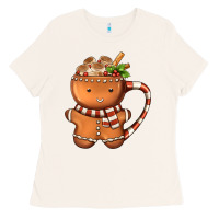 Bone Gingerbread Cookie Man Hot Cocoa Coffee Ladies Tee - FaDigitalArtStudio