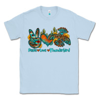 Dusty Blue peace love thunderbird Classic Tee - OliviaCreatesArt