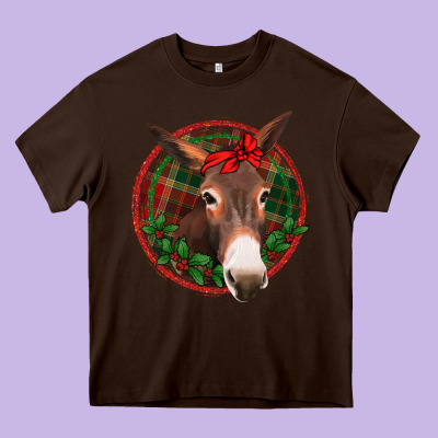 Christmas Donkey With Bandana Heavy Core Tee Designed By Jasminsmagicworld
